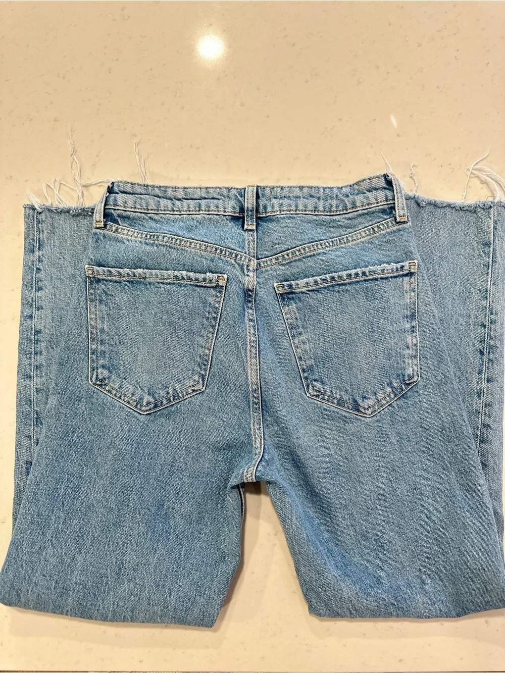 Zara Straight Leg Jean Size 6 Raw Hem Light Denim